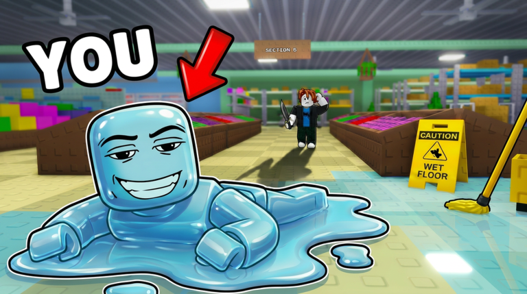 Paint and Seek Roblox official thumbnail with seeker and paint scene